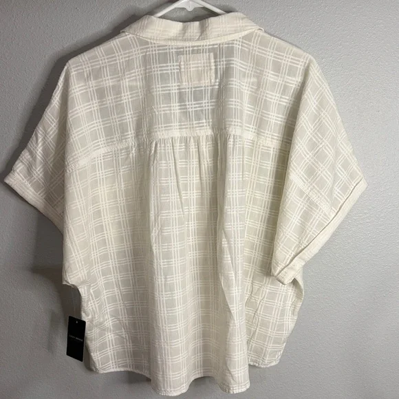 NWT Lucky Brand Grid Plaid Short Sleeve Cotton Button-Up Shirt XL * as is - Picture 6 of 10